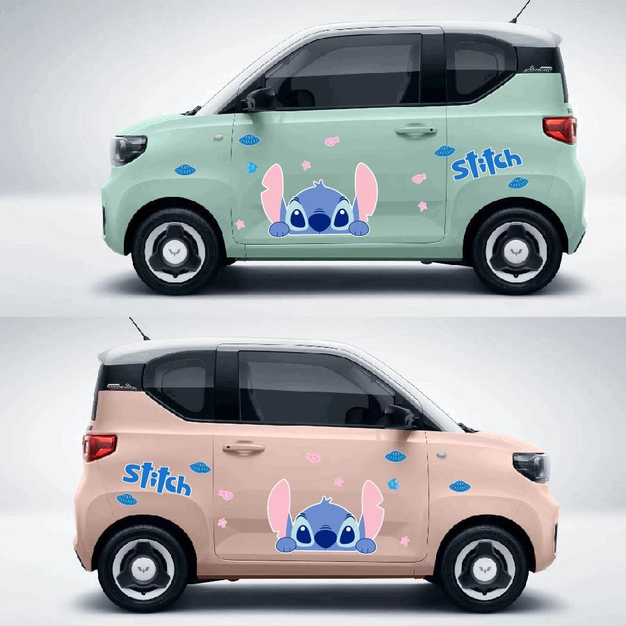 车贴画车身创意五菱宏光miniev车贴马卡龙车身可爱皮卡丘卡通贴画汽车