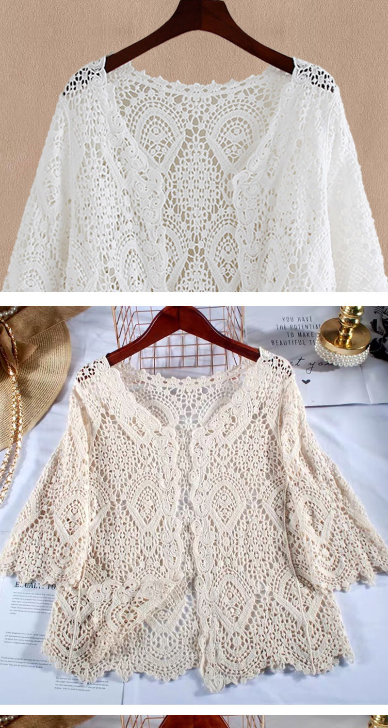 【女装新款】2xl 3xl 加大码春夏洋气披肩棉线钩织外搭蕾丝外套女装