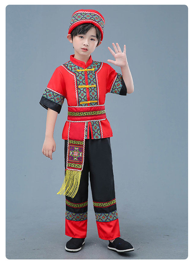 六一儿童苗族演出服彝族壮族土家族男女儿童服装少数民族表演服装 宝
