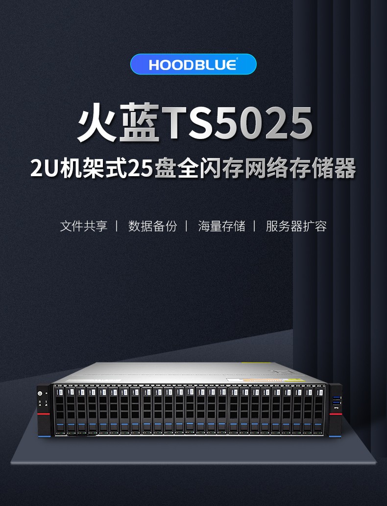 hoodblue火藍存儲ts5025nas存儲服務器機架式網絡存儲器25盤全閃ssd