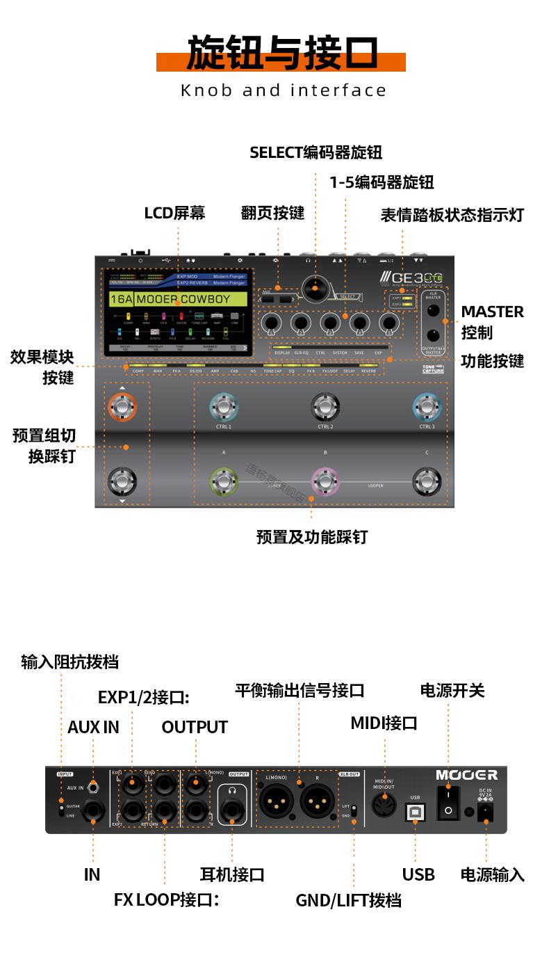 150 250 300电吉他综合效果器音箱模拟带鼓机摩尔 ge-150【图片 价格