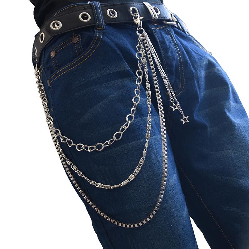 新品裤链男裤链男女潮腰链朋克非主流金属星星装饰品牛仔裤子配饰链子