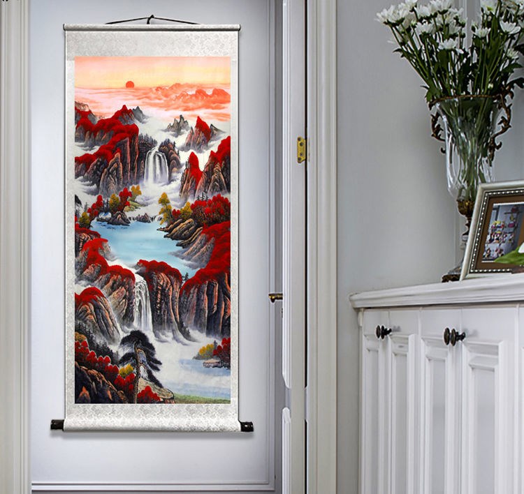 jzs112山水画迎客松 1品牌: 洺帆 商品名称:洺帆 办公桌后面背景画