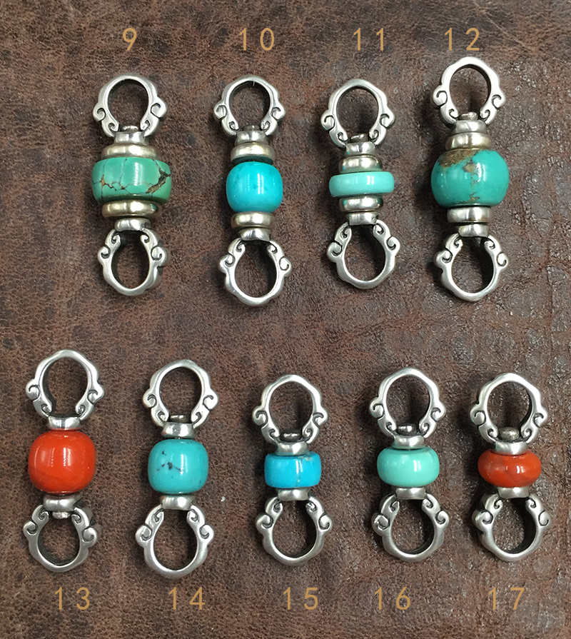 荟幽兰银佛珠卡子侧挂背勒子绿松石南红蜜蜡星月金刚手串配饰转环七夕