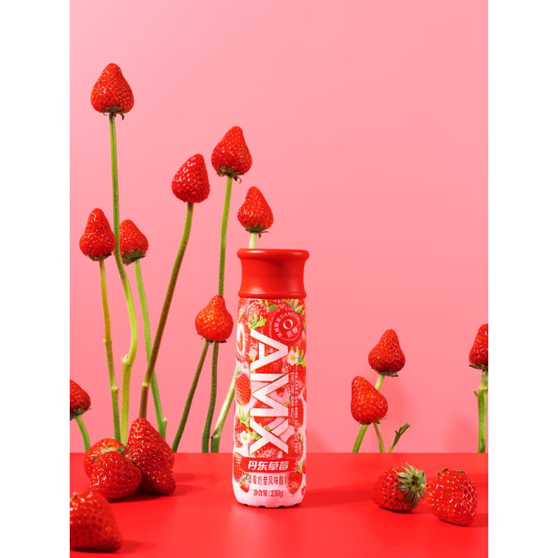 伊利安慕希amx丹东草莓奶昔风味酸奶0添加蔗糖酸牛奶整箱230g10瓶 230