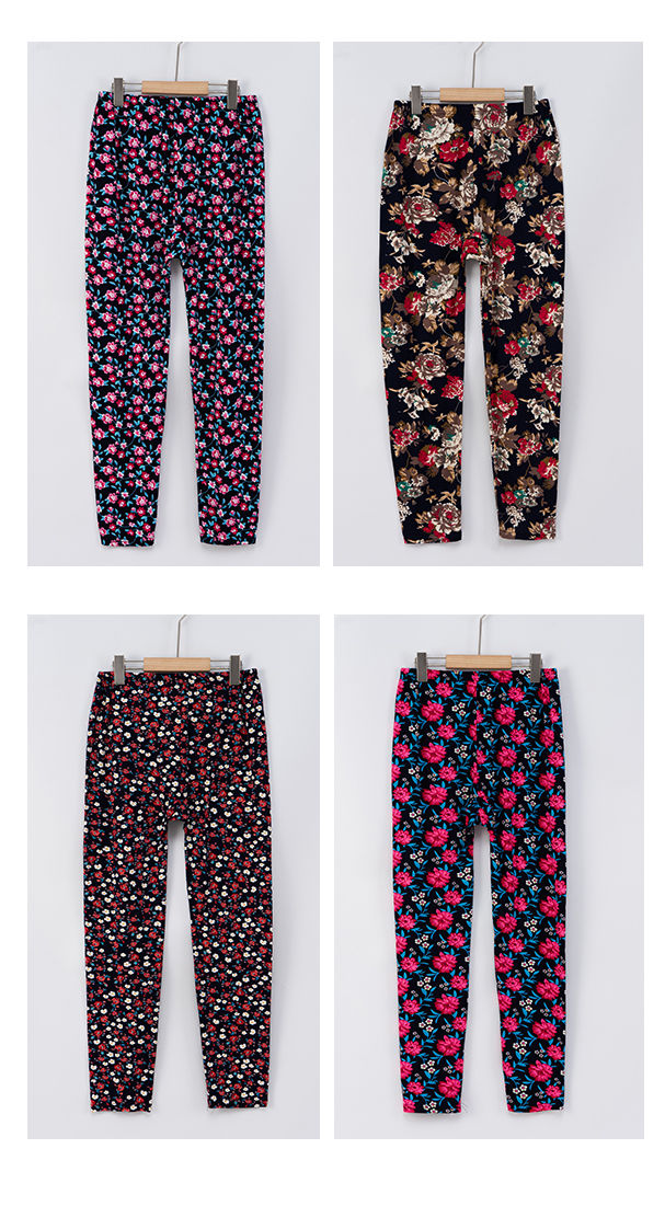 女士高弹力秋裤中老年花秋裤加肥加大休闲老人衬裤打底裤长裤闲裤两条