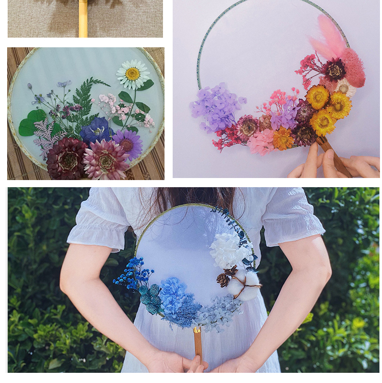干花diy手工制作材料中国风古风团扇lo扇子儿童自制女永生花手工制作
