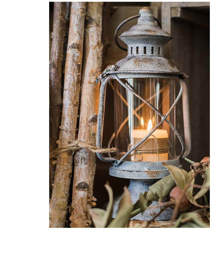 腾圣 欧式复古铁艺烛台风灯油灯小提灯装饰摆件花园杂货道具 大号棕黎