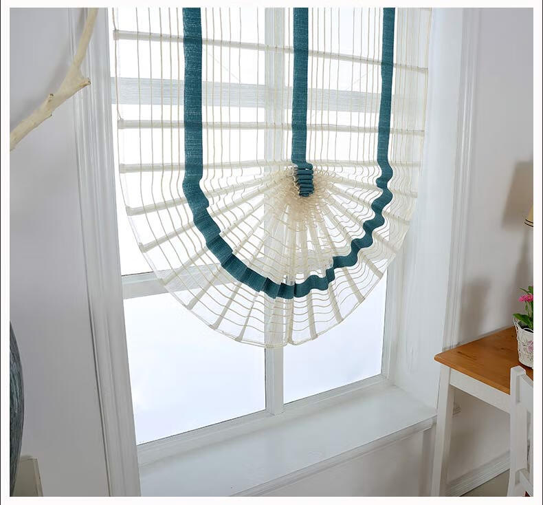 地中海扇形窗帘 罗马帘2022年新款客厅餐厅厨房阳台纱帘透光扇形升降