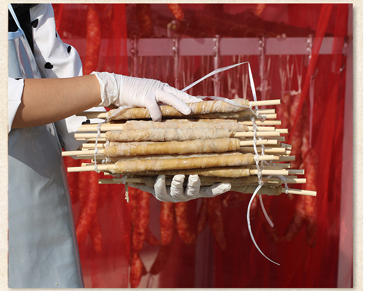 六安特产咸货手工自制风干鹅卷肠皖西咸鹅腊鹅肠diy安徽腊肠手工鹅卷