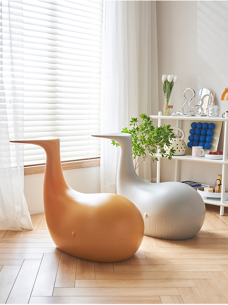 凳子北欧动物座椅可爱家用创意网红坐凳塑料卧室客厅鲸鱼椅子卡通红色