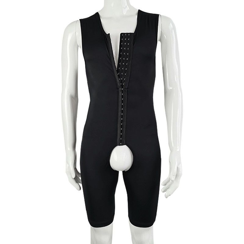 美体背心紧身收腹欧美性感塑形束腰收腰黑色连体开档短袖款l185斤以内