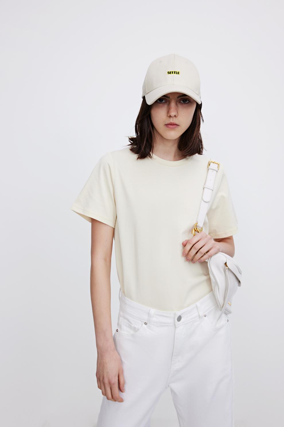 新疆棉ur2021春夏新品女装休闲基础宽松薄款t恤wb19b4me2000 本白 m