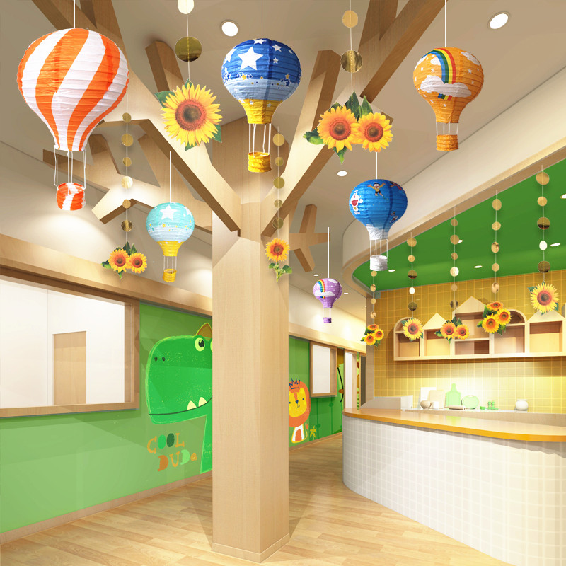 君吻七宝阁商场装饰布置空中热气球灯笼挂件教室吊顶挂饰环创材料幼儿