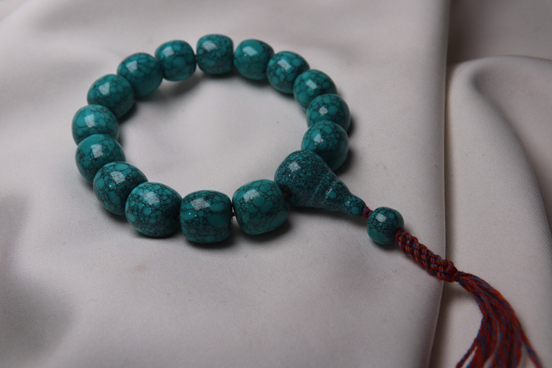 牧思原矿绿松石108佛珠手链高瓷蓝乌兰花精品单圈圆珠手串男女款12mm