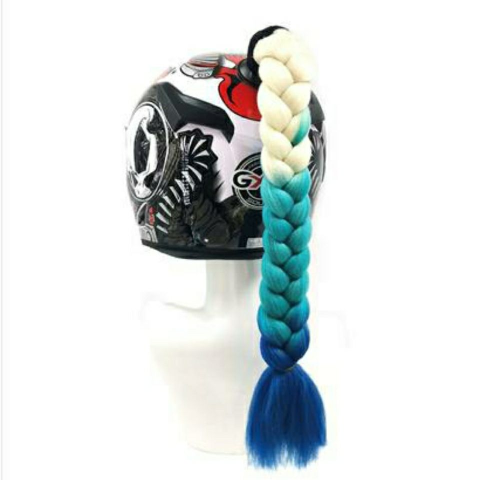 世雅摩托车电动车头盔辫子装饰麻花辫个性男女机车脏辫马尾辫假发diy 