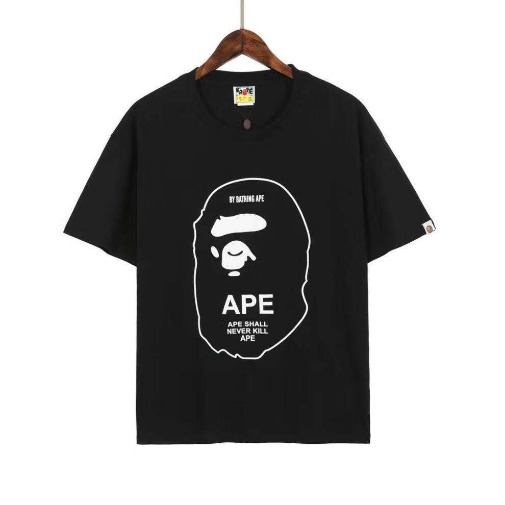 绸画高品质版本ape日系潮牌鲨鱼猿人头短袖男女t恤情侣款休闲宽松打底