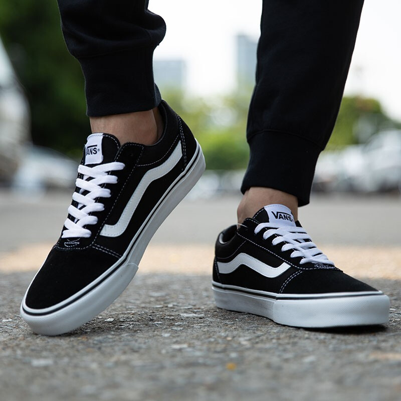 vans范斯男鞋运动鞋春季faulkner黑白潮流侧边条纹复古低帮透气板鞋vn