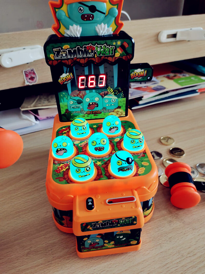 儿童打地鼠玩具打僵尸幼儿宝宝电动砸老鼠欢乐锤子投币游戏机僵尸款