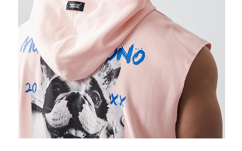 muscledog肌肉狗运动背心男潮牌健一原创nono印花宽肩宽松连帽训练