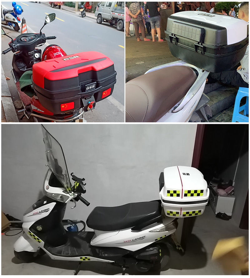 摩托车后备箱特大号电动车踏板车125弯梁摩托车尾箱后备箱通用a03红色