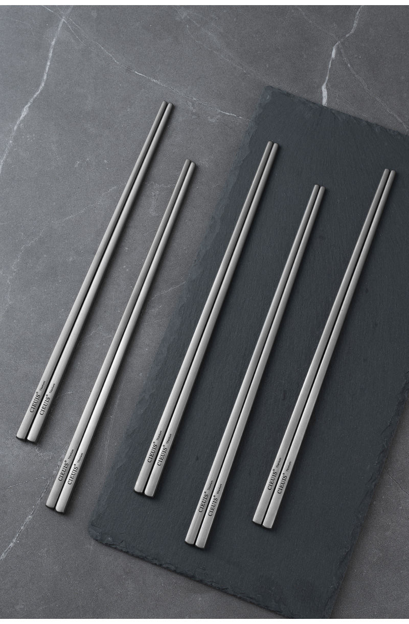 纯钛筷子防滑防霉户外便携餐具不锈钢钛合金筷子勺子家用套装 圆筷子