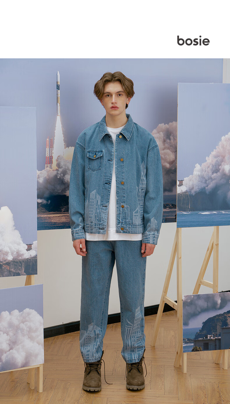 bosie牛仔夹克男情侣女上衣学生潮流宽松百搭休闲ins外套秋季7020m