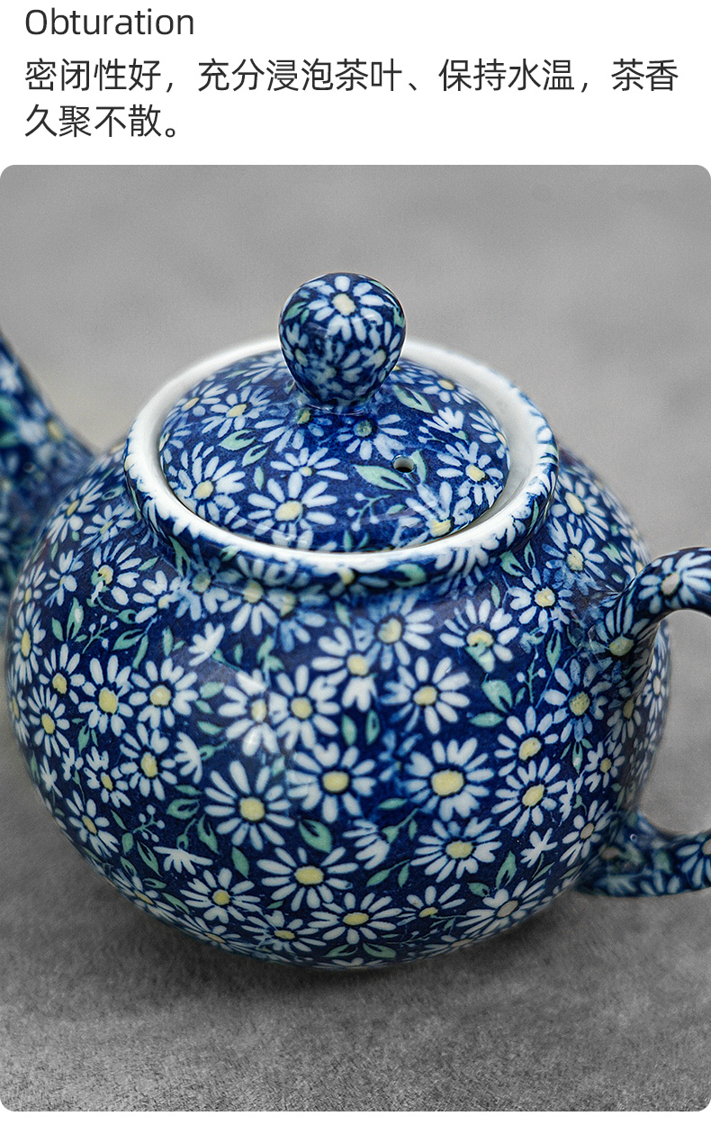 美浓烧纯手工青花茶壶陶瓷茶具手绘釉下彩仿古泡茶壶