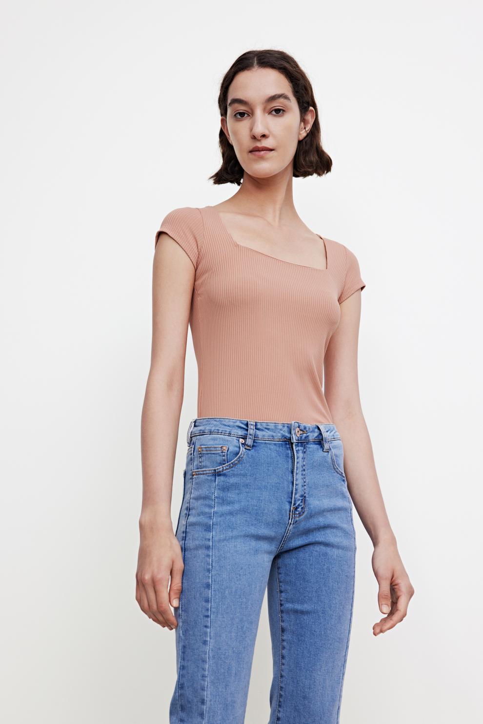 ur2021春夏新品女装简约休闲方领薄款弹性短袖t恤wg20r4mn2001 深灰 m