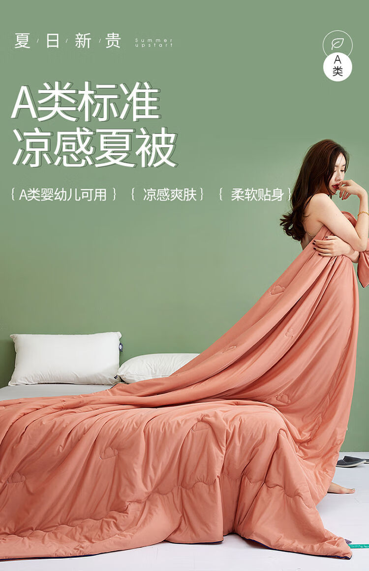 凉感丝夏被双人空调被单人夏凉被宿舍被子家用冰丝夏被砖红凉感丝1802