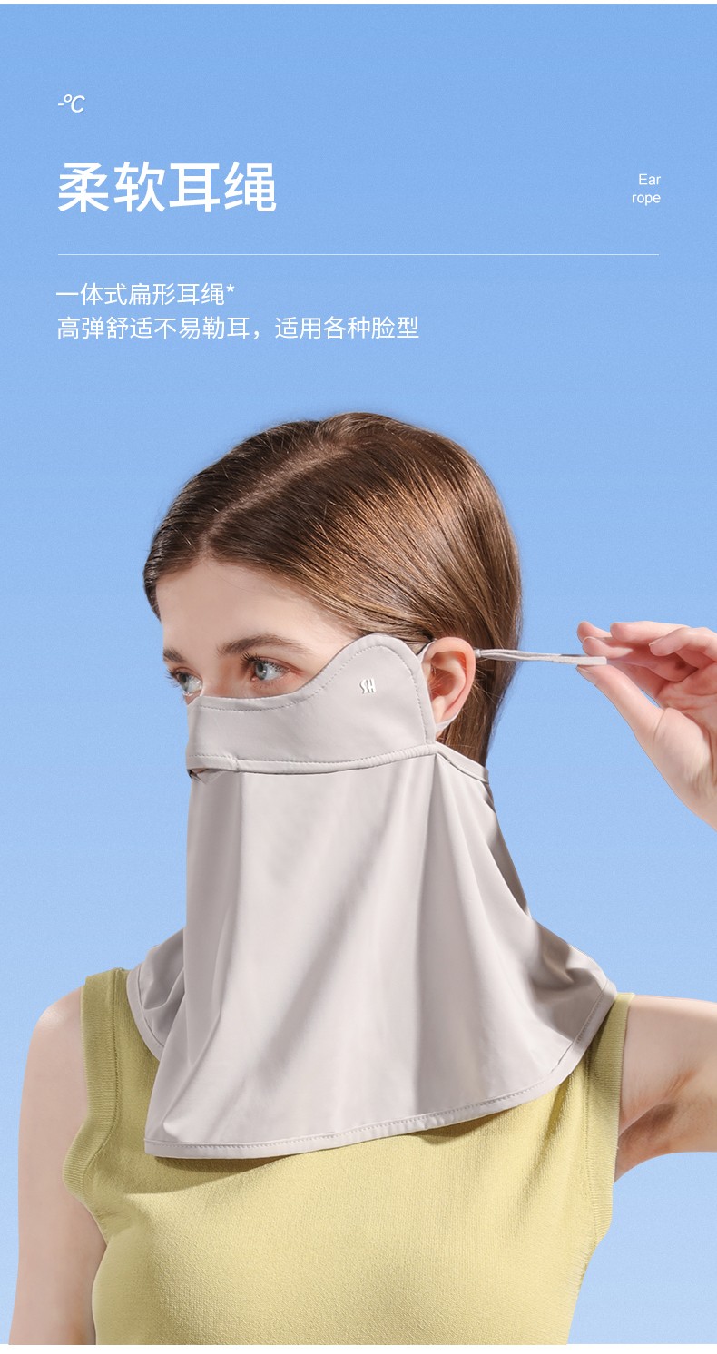防晒面罩男女士夏季挂耳户外骑行冰丝透气薄款露鼻全脸遮阳口鼻罩面纱
