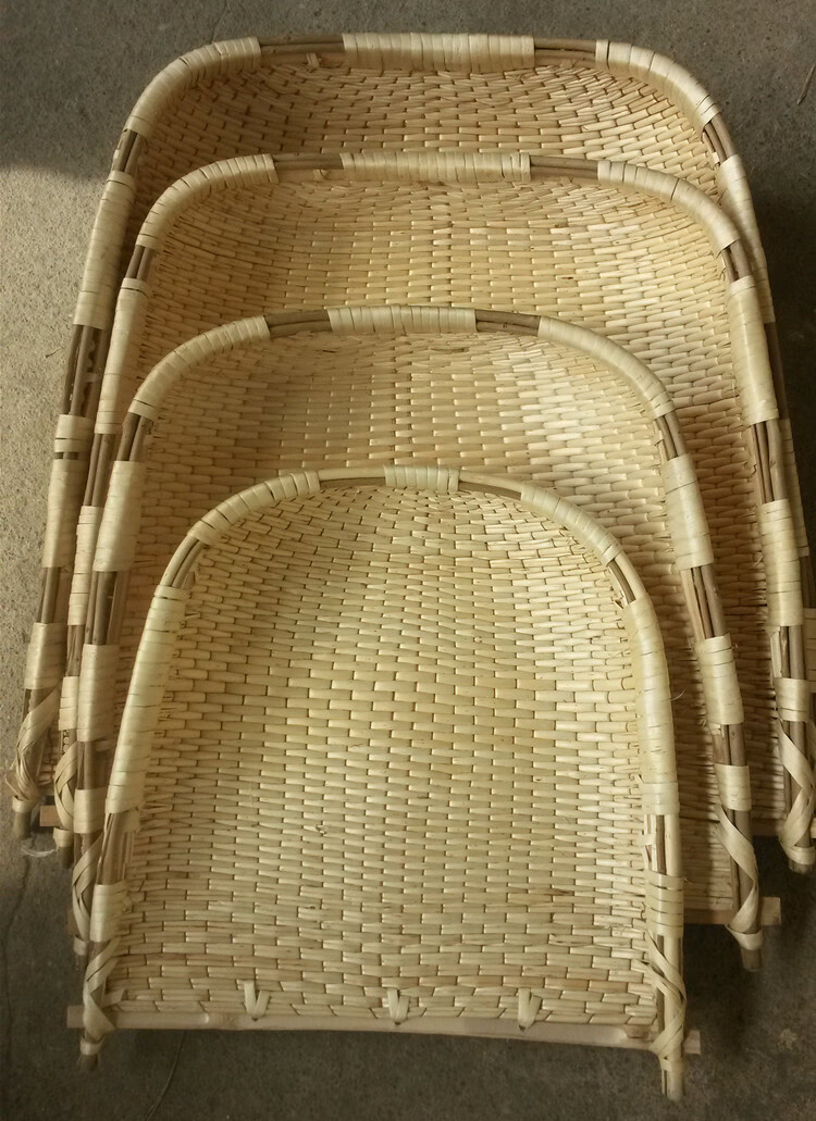 纯手工柳条簸箕家用装饰表演工具民间工艺柳编用簸米竹编菜盘 40*40