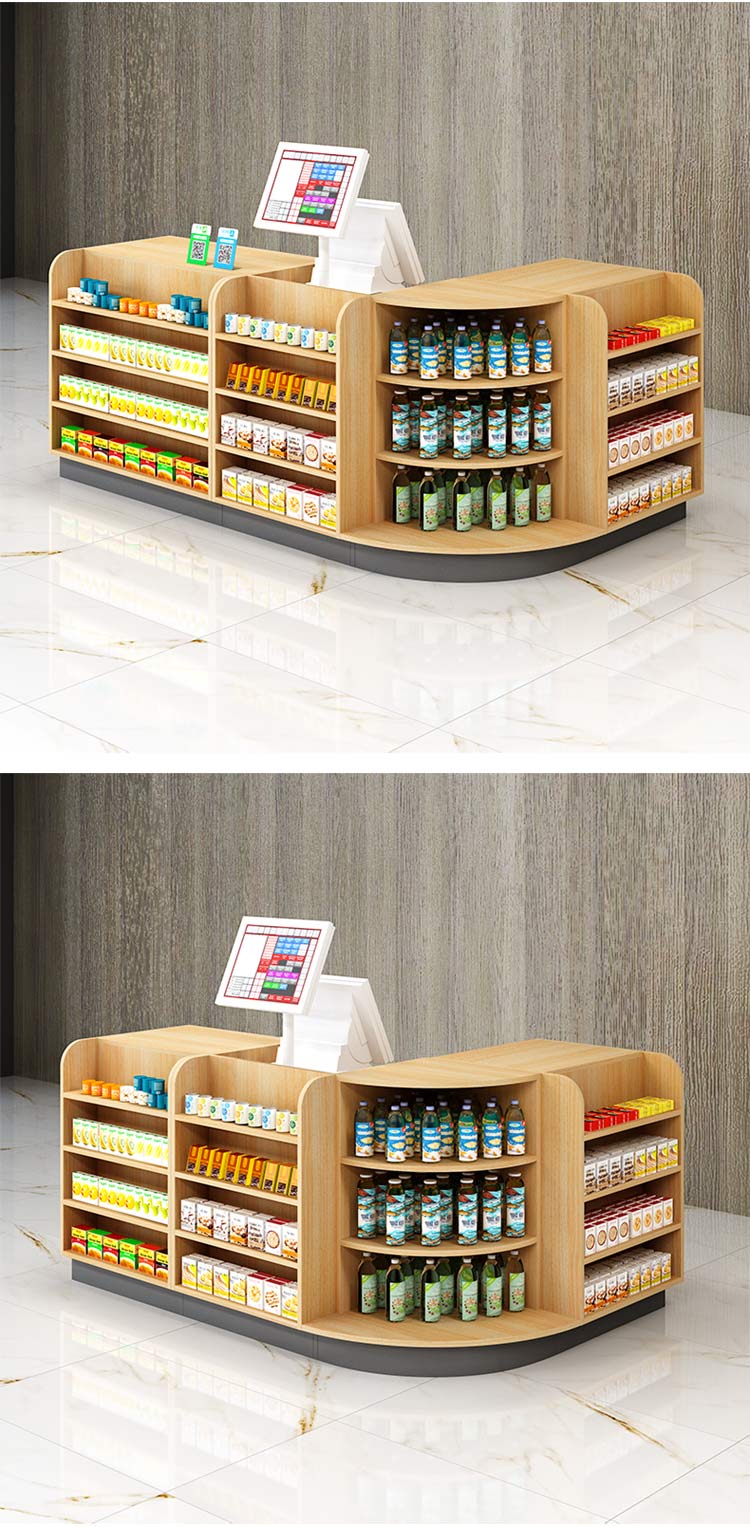 超市收银台前台柜台母婴店便利店简约现代木质转角药店小型吧台费0