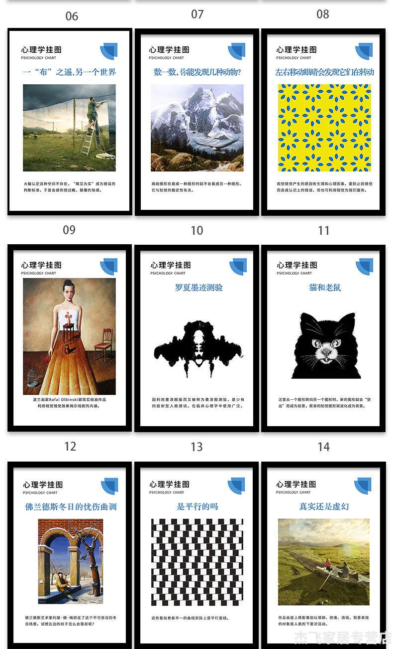 心理咨询室装饰画心理学挂画错觉双关挂图心理咨询室布置视觉装饰画