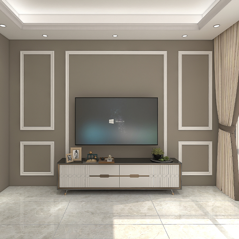 跨联kualian钛金条实木线条装饰电视墙金属边框造型客厅背景墙烤漆木