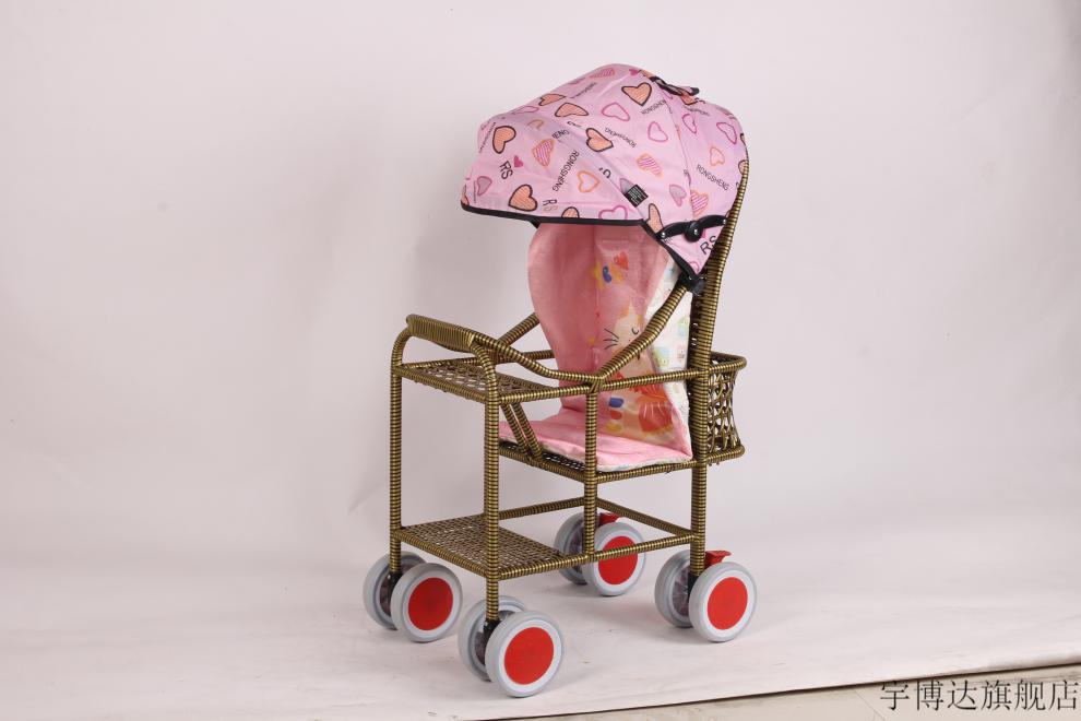 竹编宝宝推车婴儿车仿藤 宝宝竹藤推车轻便婴儿藤椅小孩儿童仿藤竹编