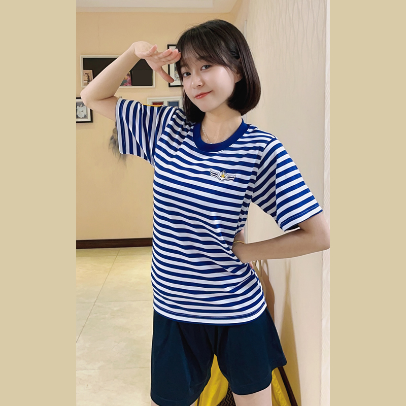 休闲 海军衫海军t恤套装突击队水手服海魂衫海旗新款军训双标速干子