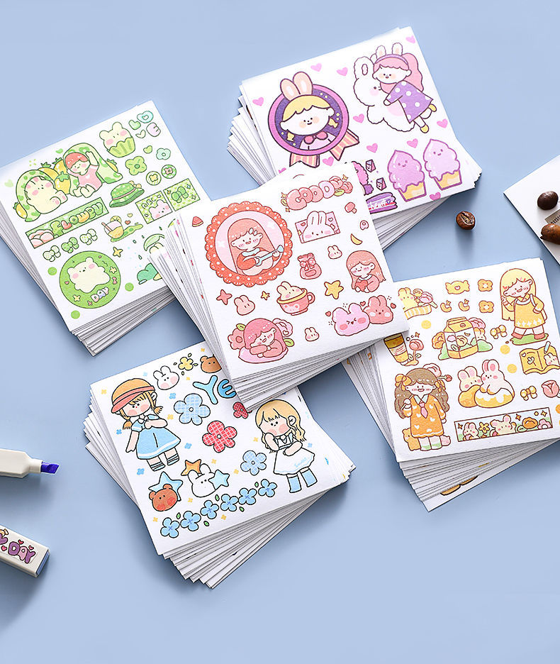 诺雅100张一套手帐贴纸装饰小图案套装可爱人物手账贴纸卡通手账胶带