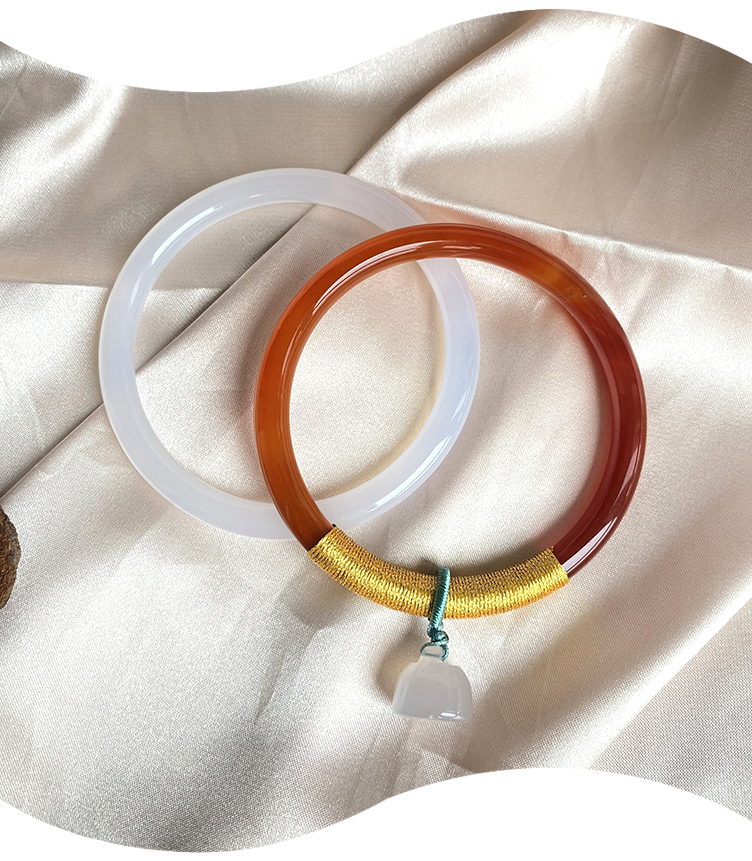 叮当手镯小仙女汉服女天然玉髓镯子手工缠线如意莲蓬手镯古风细条玉镯