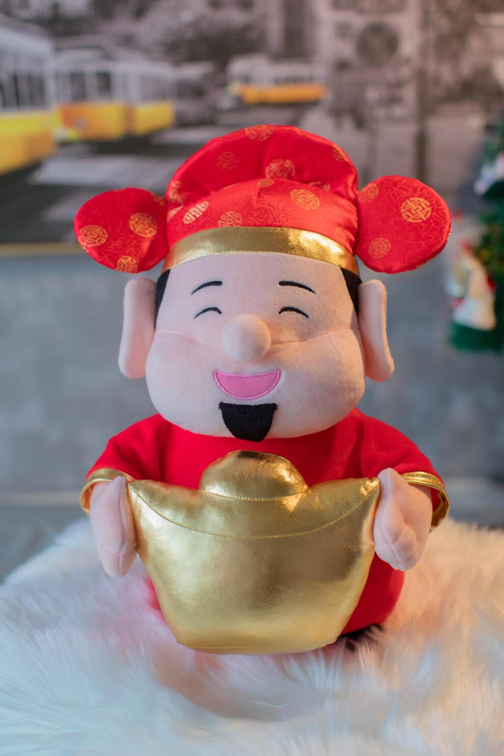 抖音同款进宝吉祥物喜庆财神爷公仔毛绒玩具新年礼物玩偶摆件汽车公司