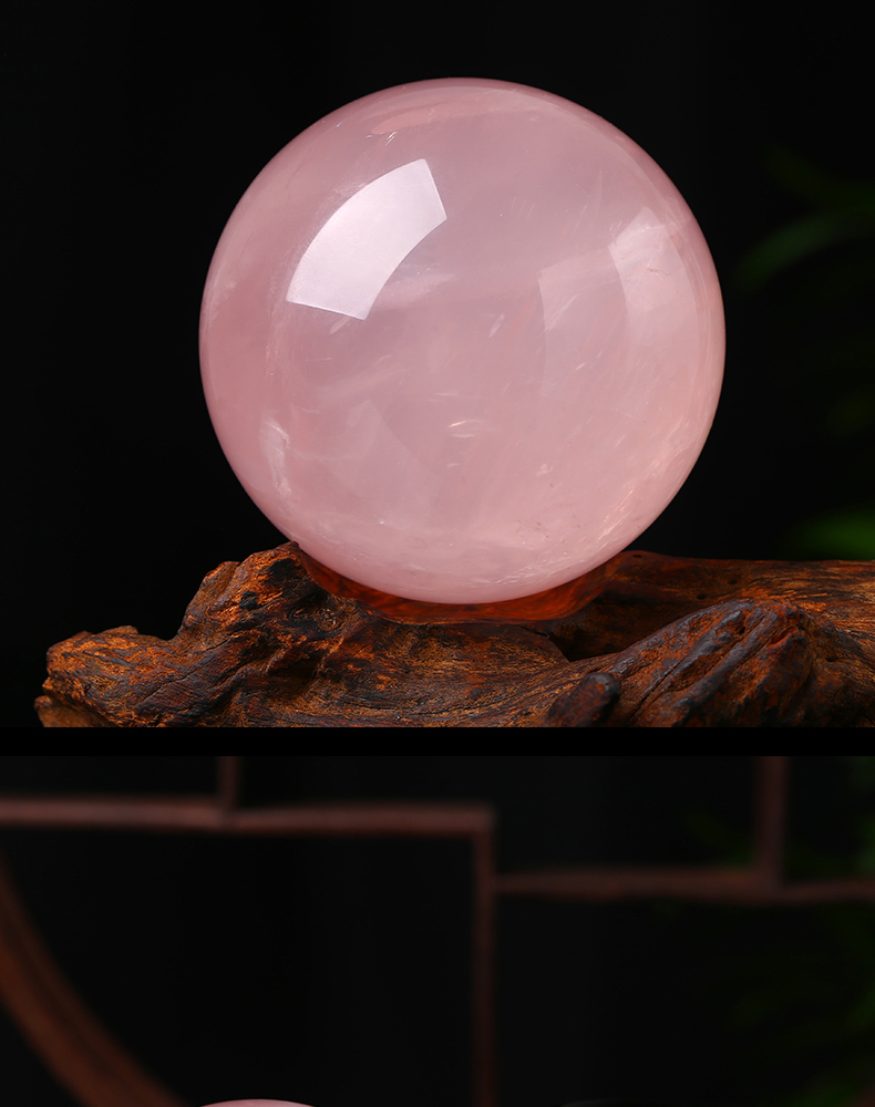 唯诚天然粉水晶球摆件原石打磨招桃花运旺姻缘新婚礼物居家转运球助