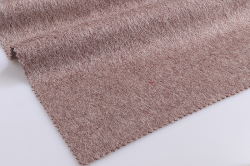 纯色毛呢布料 羊驼毛阿尔巴卡单面长顺毛料羊毛呢大衣面料风布料 红驼