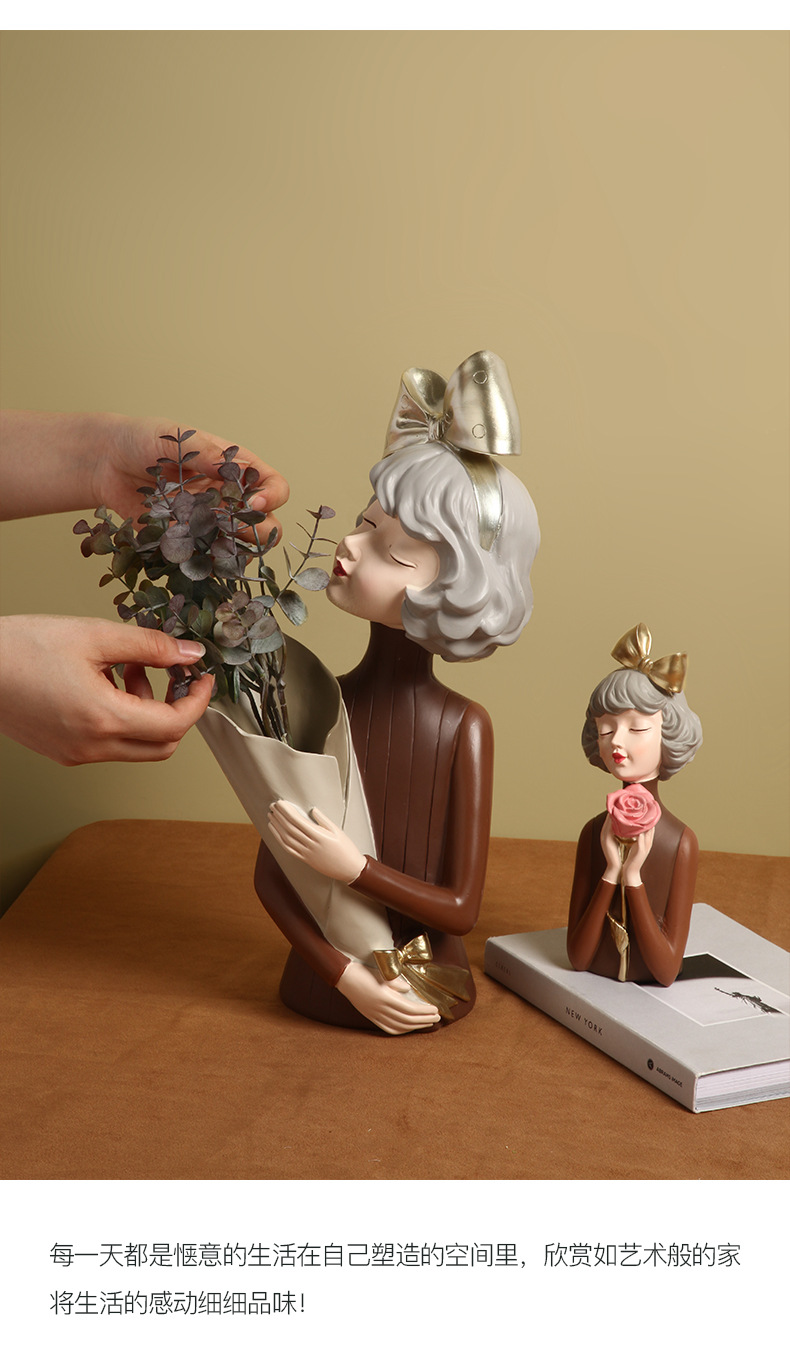 小米(m15i)生态通用创意捧花女孩摆件女生日礼物客厅电视柜插花