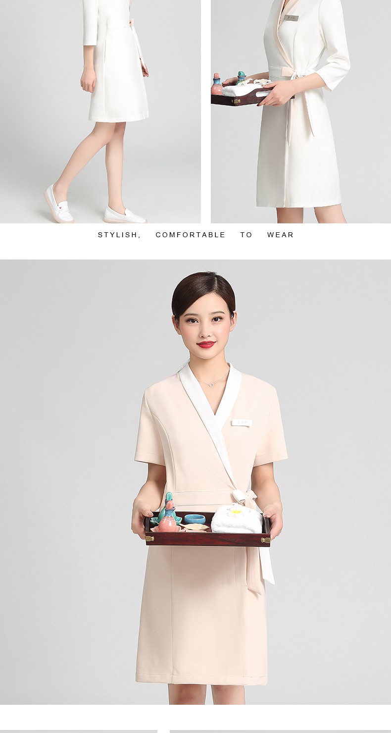 舒弗星美容院美容师工作服女短袖夏季美容店皮肤管理师医美职业套装 d