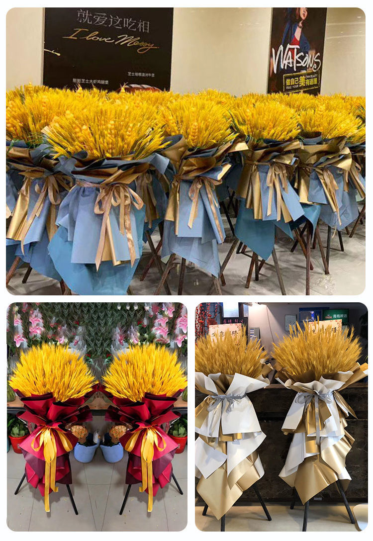 麦穗干花花篮天然风干黄金麦穗干花开业大麦永生花篮田园装饰摄影摆件