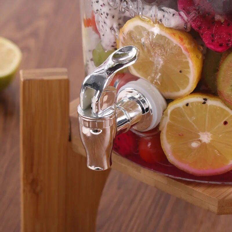 商用带龙头凉水壶大容量冷水壶耐高温泡茶玻璃水壶饮料果汁桶 10斤