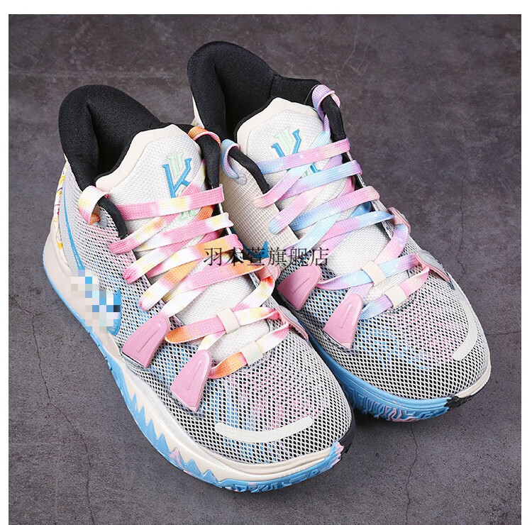 适配kyrie7球鞋nike欧文7数学公式鞋带渐变扎染鸳鸯蓝粉色男女款鞋带