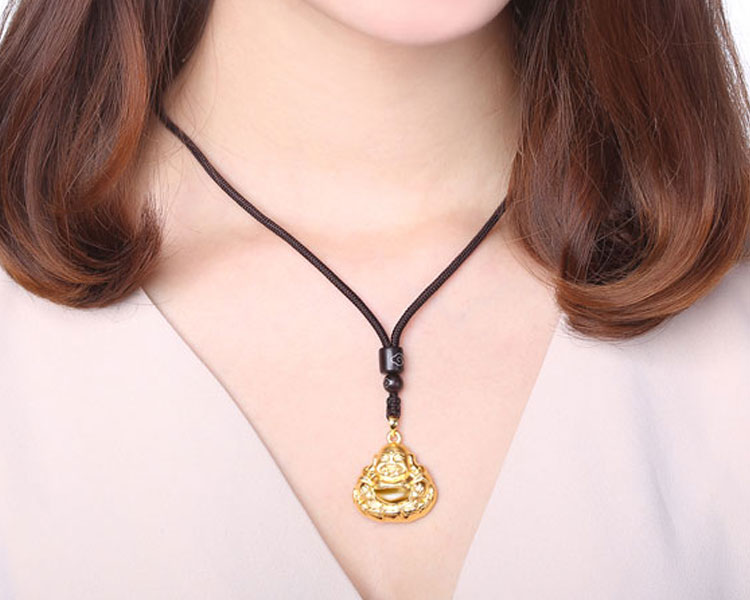 3d硬金 黄金弥勒佛吊坠999足金笑口大肚佛挂坠黄金佛吊坠男女款 中款