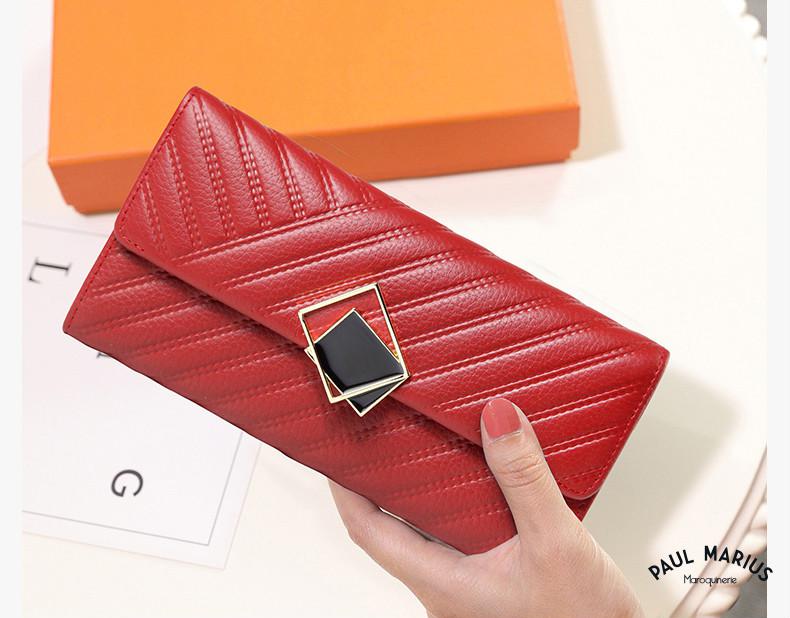 paulmarius奢侈品牌手拿包女新款真皮长款手拿钱包黄色软皮手包大容量