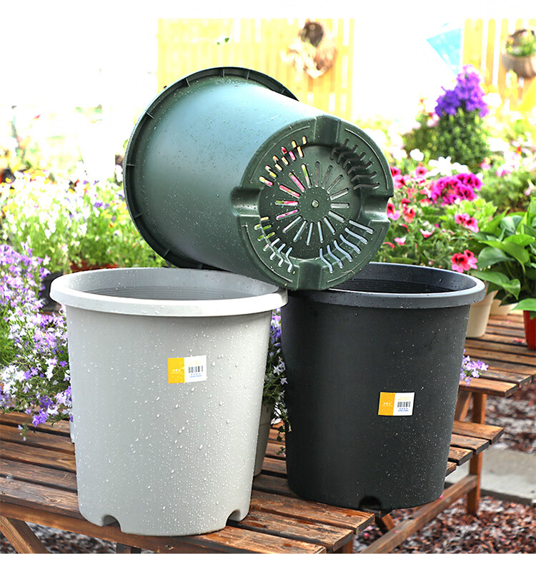 新款三代塑料加仑盆带托盘大号加厚透气控水阳台月季花小花盆5加仑